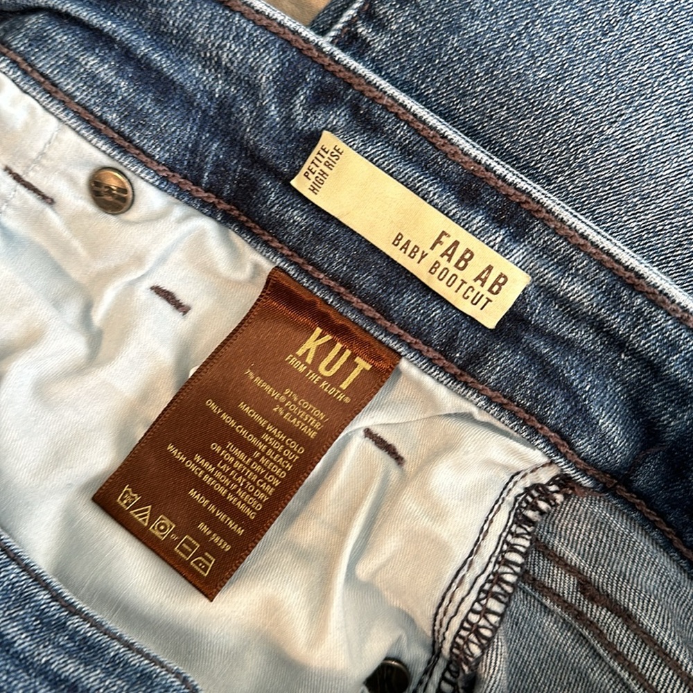 Kut from the Kloth Women's High Rise Flared Jeans - Blue Denim - Picture 5 of 13